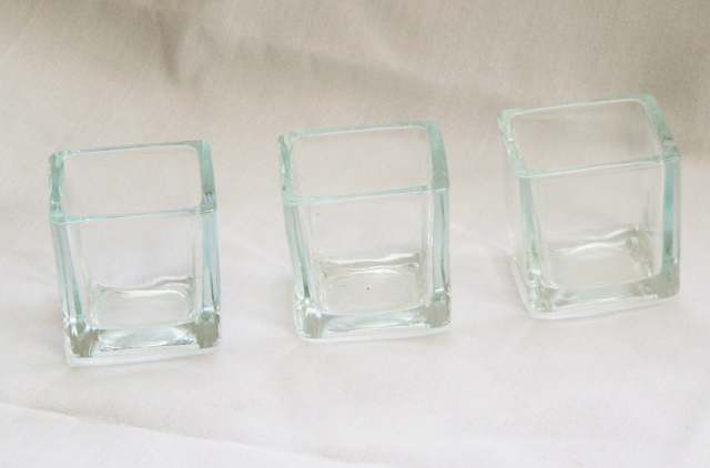 Square Clear Glass Tea Light Candle Holder - Medium cube